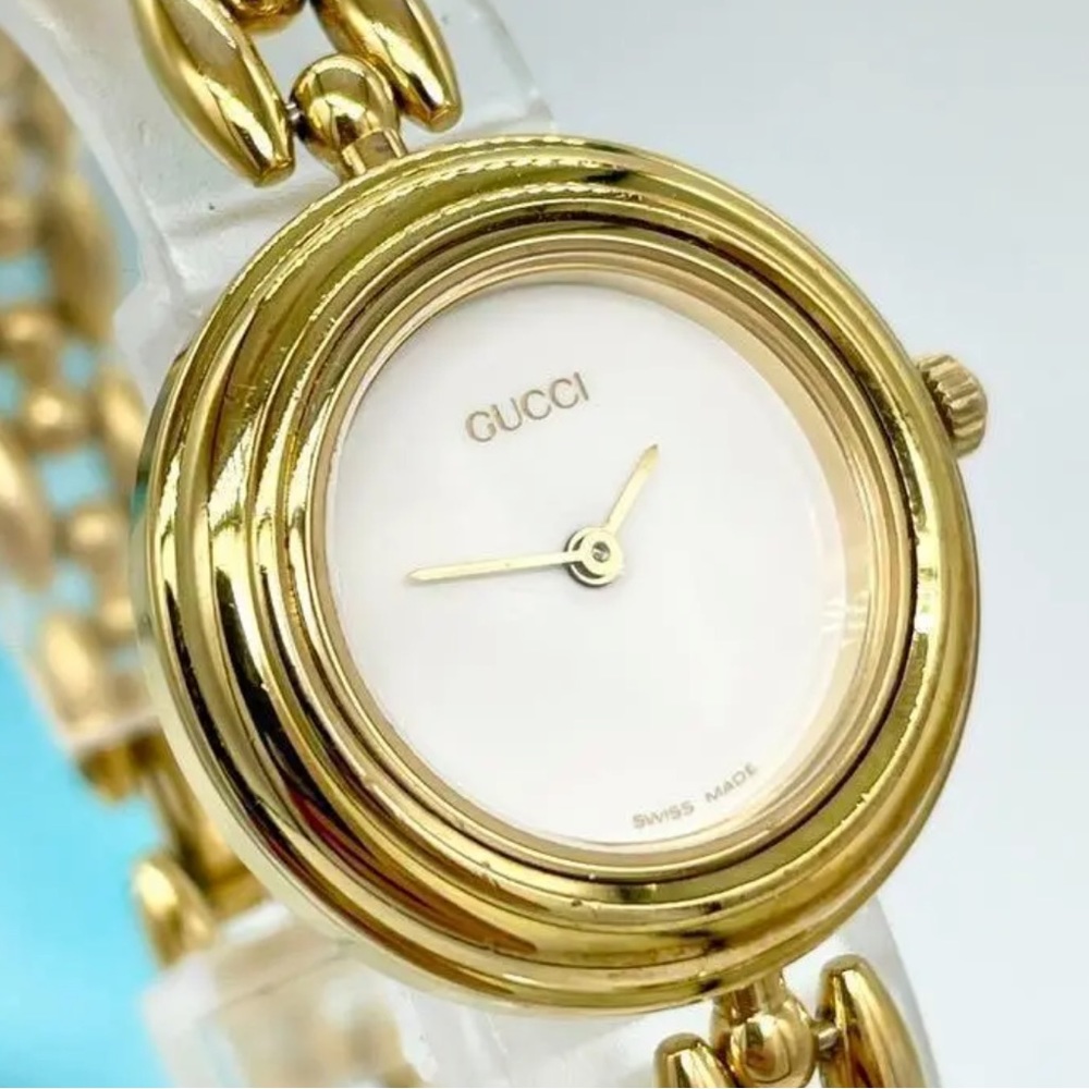 Gucci Metallic Bezel Luxury Gold Rope Vintage Statement Watch 14 k gold plated - Picture 4 of 8